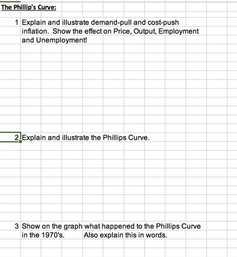 Solved The Phillips Curve 1 Explain And Illustrate Demand Pull And