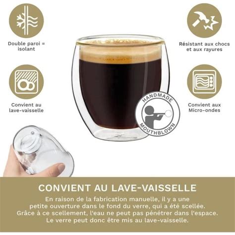 Lot de 6 Verres à Expresso à Double Paroi Tasse à Cafe Verres