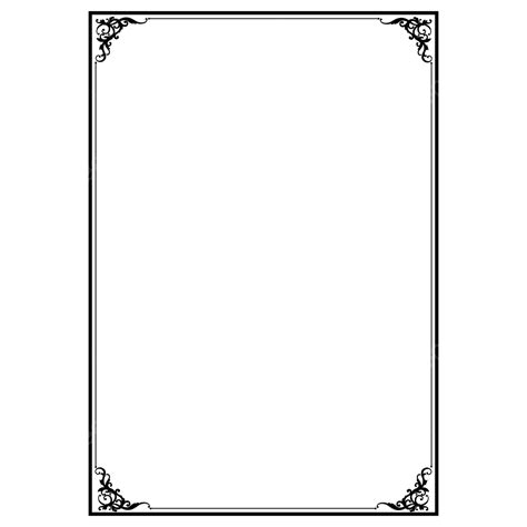 Floral Border A4 Png Transparent Simple Frame Black Border Floral A4