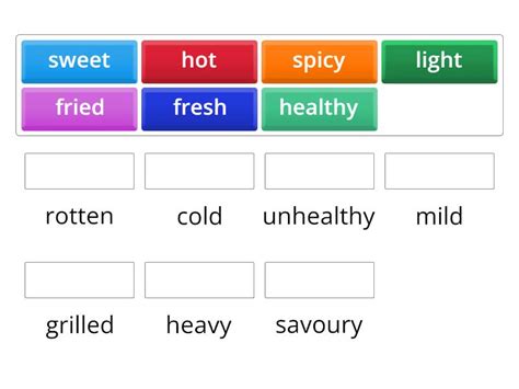 Roadmap B Unit C Food Adjectives Match Up