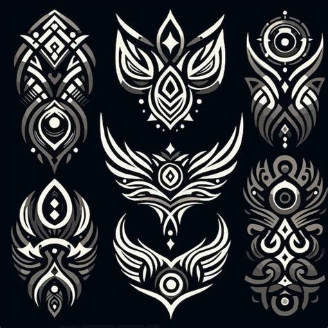 Neo Tribal Tattoo Set Vector Celtic Gothic Cyber Body Ornament Shapes