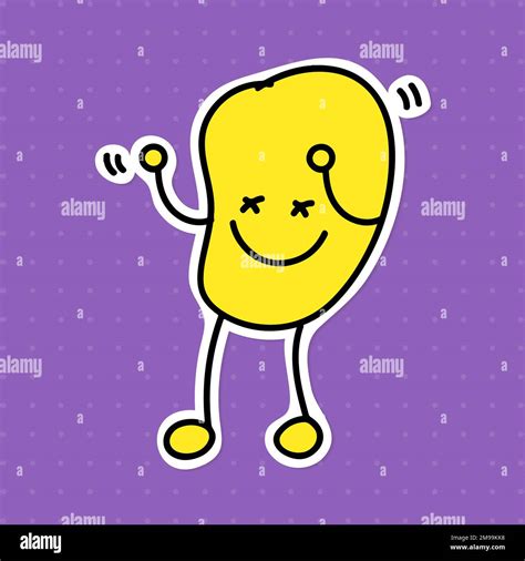 Cute dancing potato chip character sticker vector Stock Vector Image ...