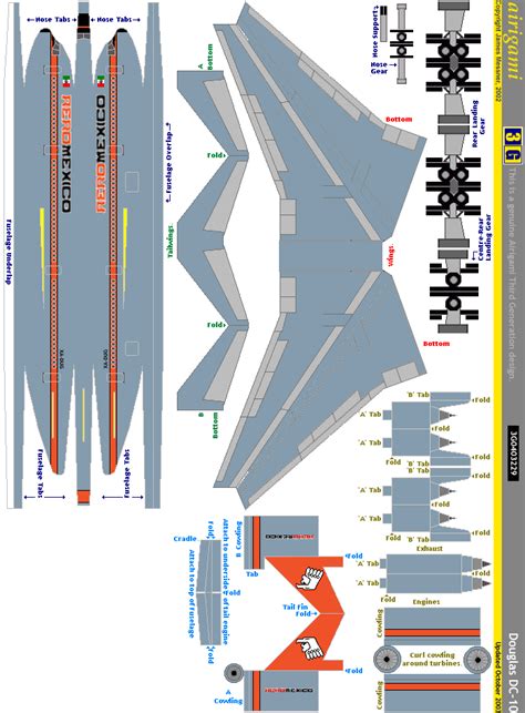 3G AeroMexico 1961 C S Douglas DC 10 3GAMX0401 Papier Avion By