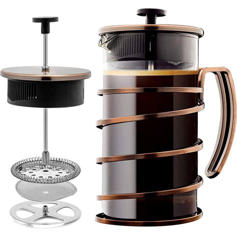 Ovente French Press Coffee Maker Stainless Steel Filter Spiral Copper