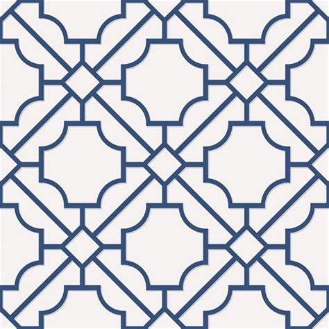 Navy Blue & White Lattice Geometric Wallpaper