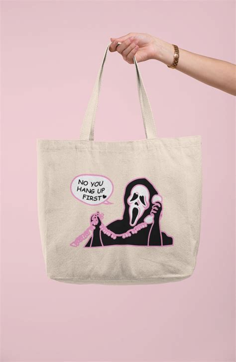 No You Hang Up First Ghostface Horror Movie Gift Scream Large Tote