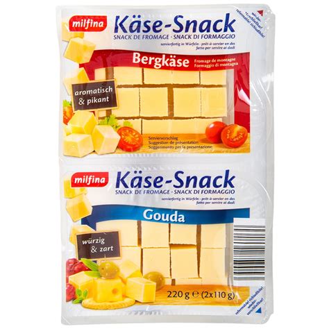 ROKSH Käsespezialitäten MILFINA Käse Snack Bergkäse Gouda 2x110g