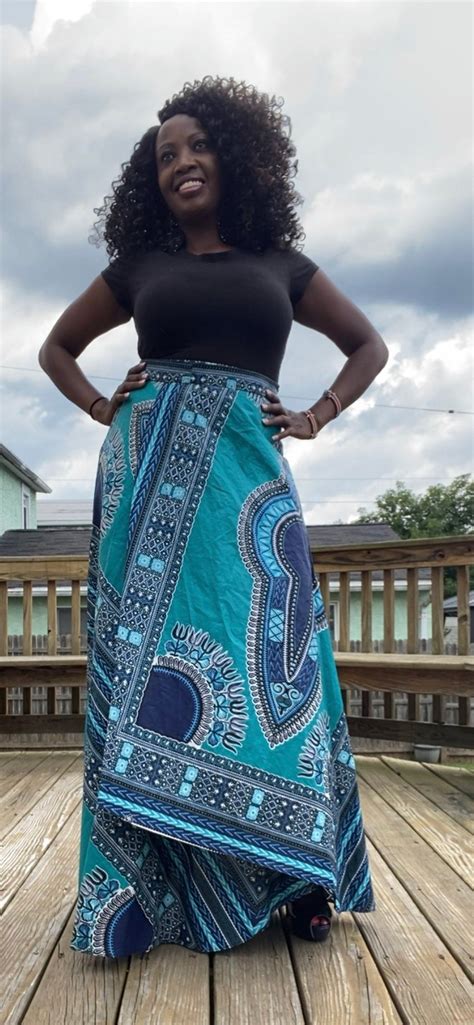 African Print Wrap Green Maxi Skirt African Wax Fabric Ankara Skirt Green Maxi Skirt Girls