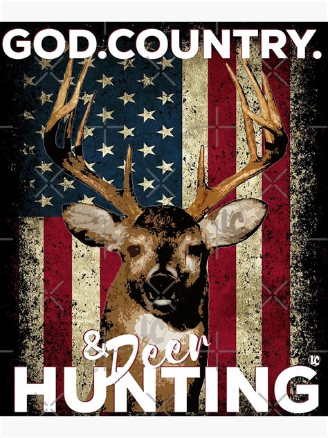 God Country And Deer Hunting American Flag Whitetail Buck Design