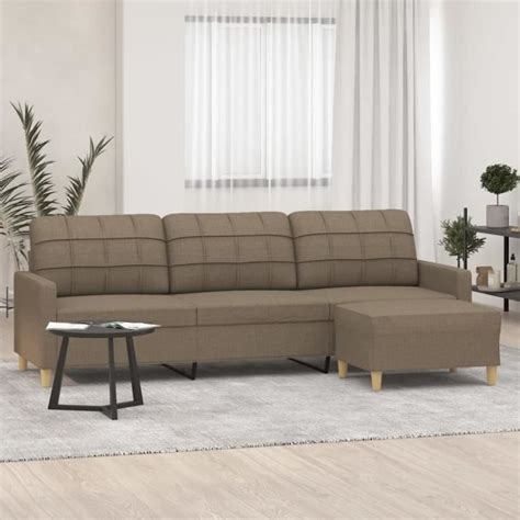 Atyhao Canapé à 3 places avec repose pieds Taupe 210 cm Tissu 98666