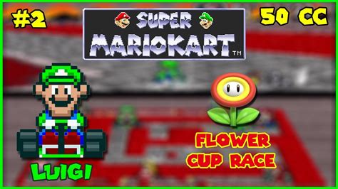 Super Mario Kart Snes Luigi Cc Class Flower Cup Race Youtube