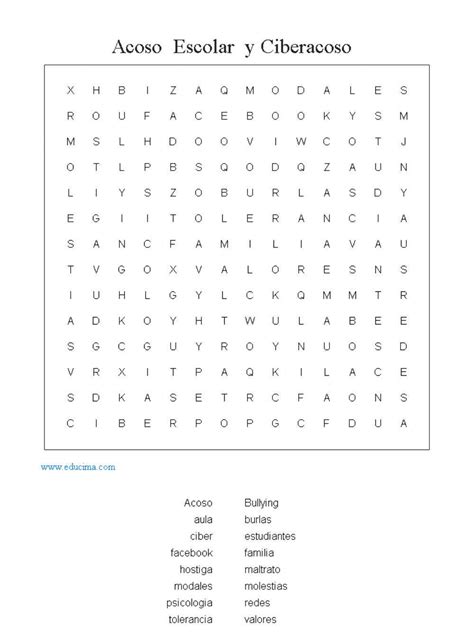 Sopa De Letras Relacionadas Con El Acoso Brainly Lat