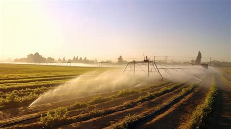 Premium AI Image | Agricultural irrigation system Automated agriculture ...