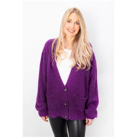 Amazing Woman Cardy Oversized Cosy Cardigan In Purple