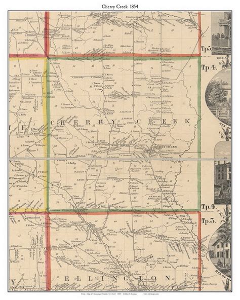 Cherry Creek 1854 Old Town Map With Homeowner Names New York Etsy