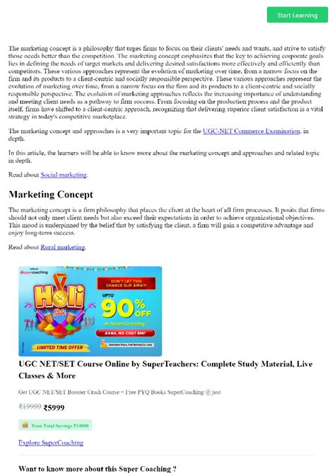 Marketing Concept And Approaches UGC NET Commerce Examination Bachlor