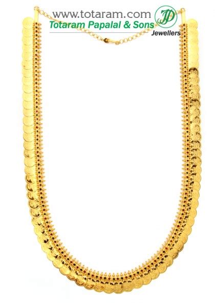 K Gold Lakshmi Kasu Mala Kasulaperu Long Necklace With Beads