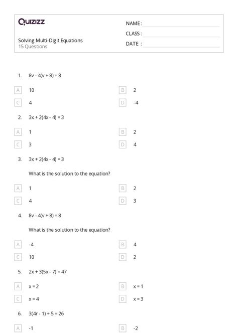 50 Multi Digit Subtraction Worksheets For 7th Year On Quizizz Free