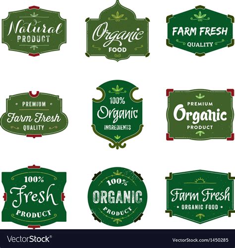 Organic food labels Royalty Free Vector Image - VectorStock