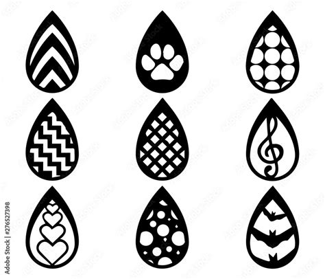 Teardrop Earrings Earrings Template Laser Cut Pendant Faux Leather