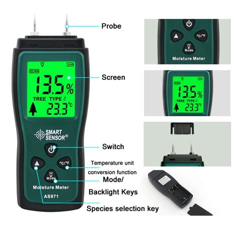 Smart Sensor AS971 Moisture Content Tester For Wood Furniture Making