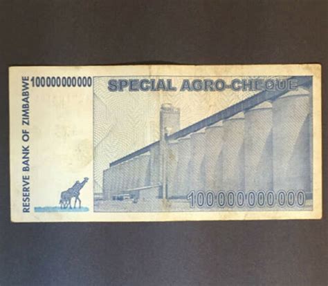 100 Billion Zimbabwe Dollar Special Agro Cheque Banknote Etsy