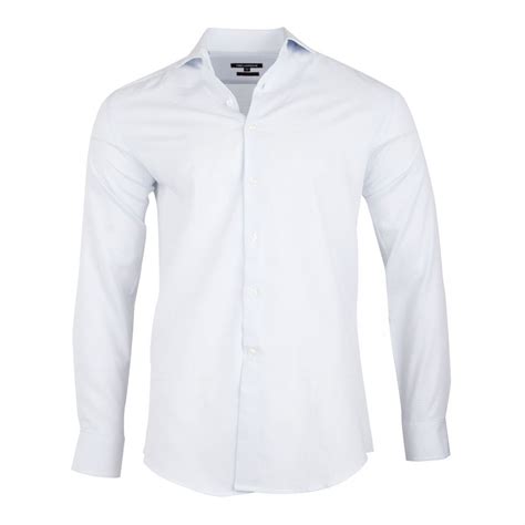 Chemise Blanche à Pois Slim Fit Manches Longues Homme Ted Lapidus à