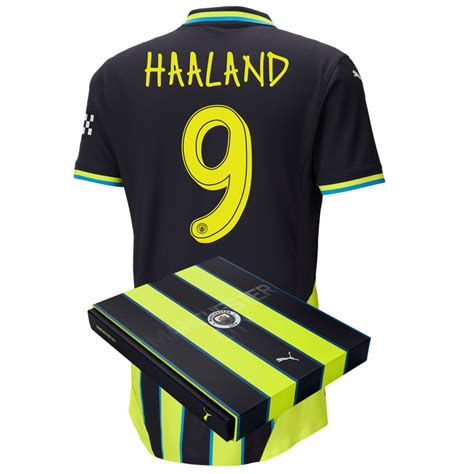 Manchester City Authentic Away Jersey 2024 25 With Haaland 9 Printing In T Box Official Man