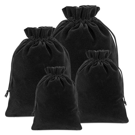 Black Velvet Drawstring Bags Velour Pouch Jewelry Baggie Wedding Party