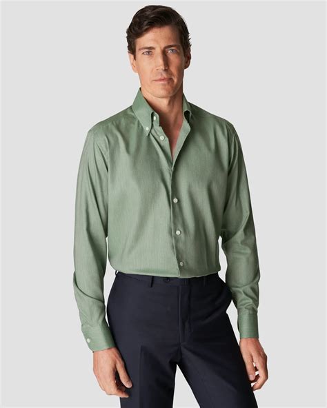 Green Wrinkle Free Oxford Shirt Eton