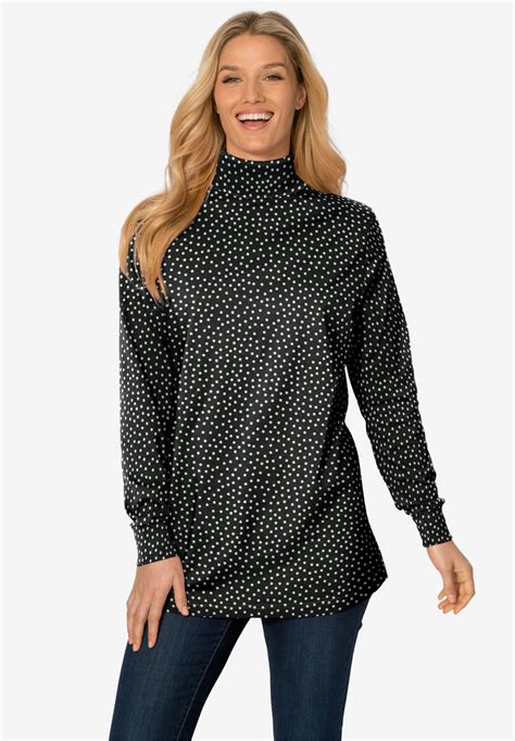 Perfect Printed Long Sleeve Turtleneck Tee Woman Within