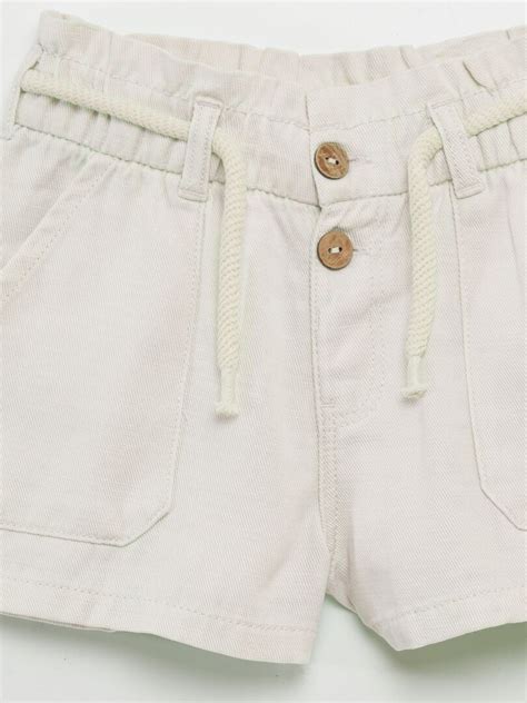 Short Avec Ceinture En Corde Blanc Kiabi