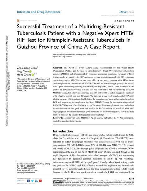 Pdf Successful Treatment Of A Multidrug Resistant Tuberculosis