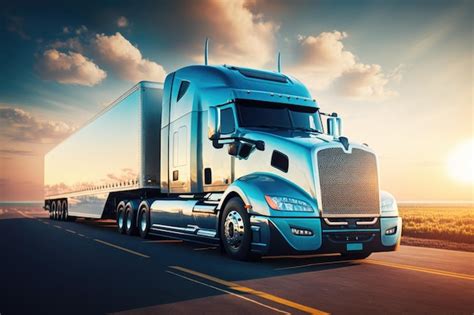 Premium Ai Image Big Beatiful Semi Truck On The Road