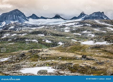 Veobrean Glacier Seen From Glittertind Mountain Jotunheimen Nat Stock