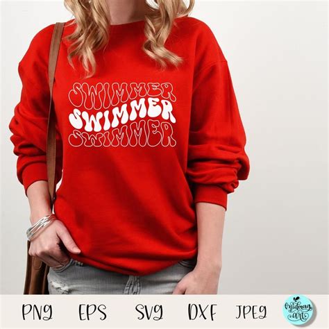 Swimmer Svg Wavy Text Svg Mirror Text Svg Groovy Svg Hippie Svg