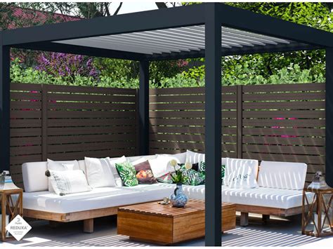 Pergola bioclimatique aluminium en ilot 3x3 5 fabriqué en France