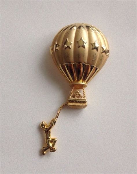Vintage Hot Air Balloon Gold Tone Brooch