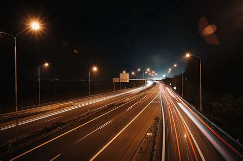 Night Car Lights on The Road Free Stock Photo | picjumbo