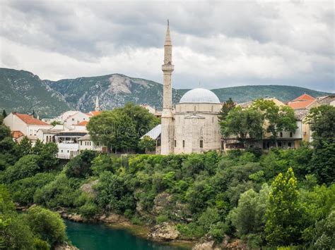 Mostar City Situated On The Neretva River In Bosnia And Herzegovina