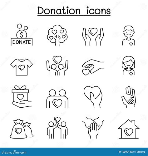 Set Of Donation Charity Line Icons Stock Vector Illustration Of