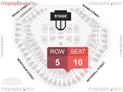 Detroit Comerica Park Detailed Interactive Seating Chart With Seat