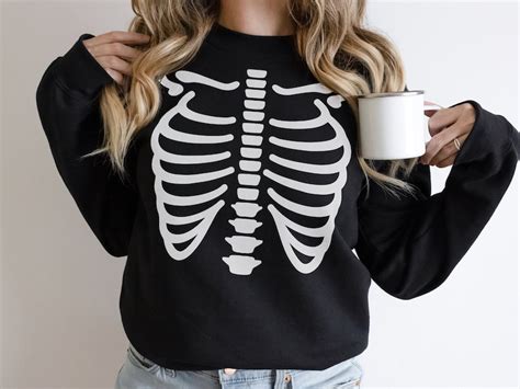 Halloween Skeleton Bones Hoodie Adult X Ray Costume Sleeve Etsy