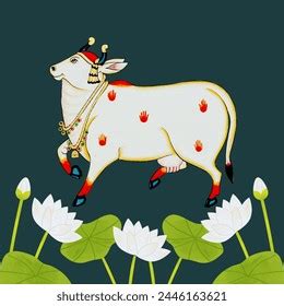 Beautiful Indian Cow Digital Painting Wall Stock Illustration ...