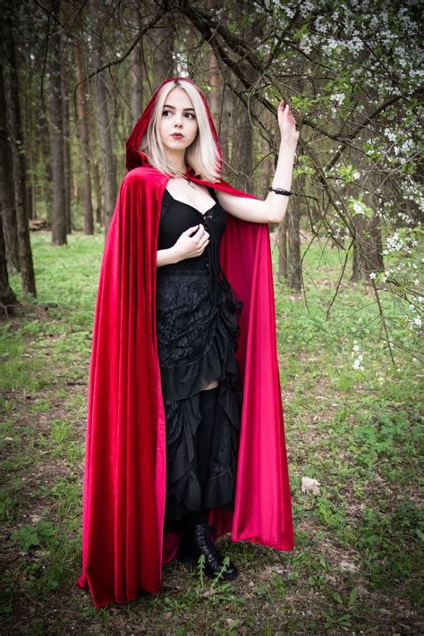 Red Hooded Cloak Red Riding Hood Fantasy Cloak Red Riding Hood