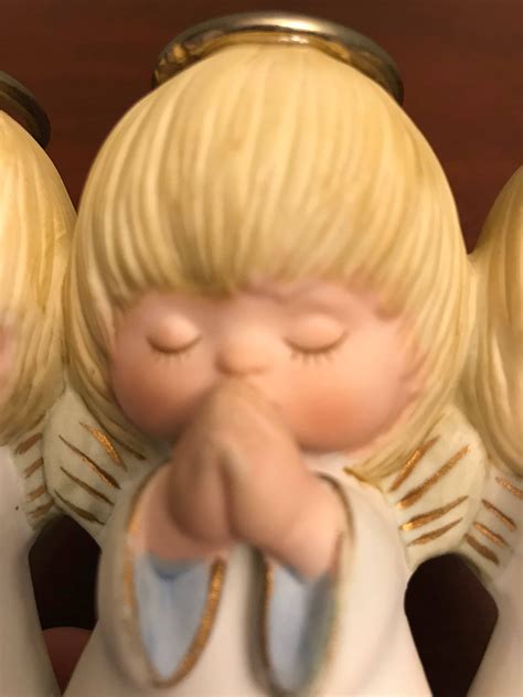 Vintage Praying Angel Figurines Handpainted Porcelain Angels Trio Of