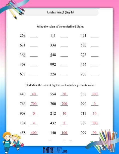 Round To The Underlined Digit Worksheets