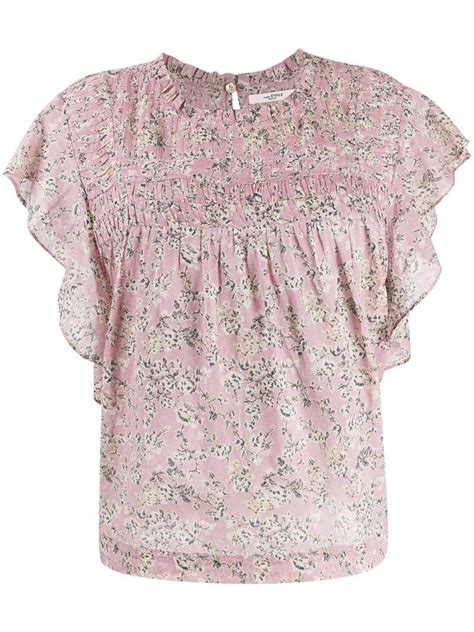 Isabel Marant Étoile Layona Floral Print Blouse In Pink ModeSens