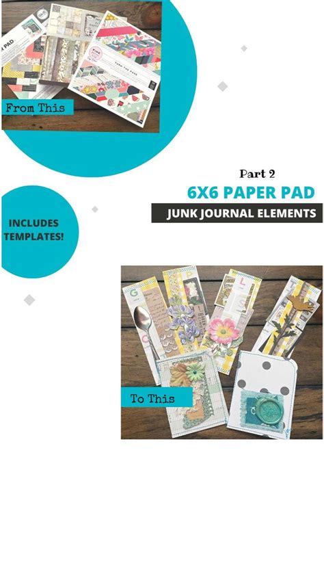 6x6 Paper Pad Junk Journal Elements Using Templates