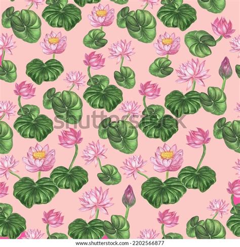 Watercolor Seamless Botanical Pattern Lotus Flowers Stock Illustration 2202566877 Shutterstock